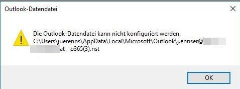 Outlook Datendatei kann nicht konfiguriert werden - (Computer, E-Mail, Microsoft)