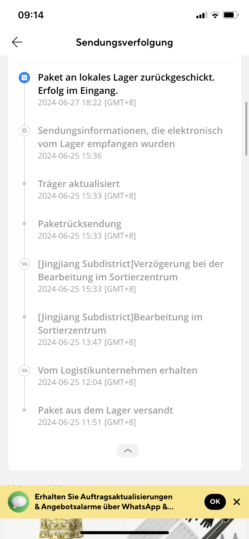 Paket ans Lager geschickt? (Versand, Bestellung)