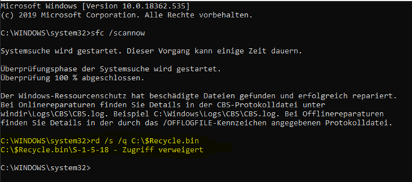 Papierkorb Auf C Beschadigt Zugriff Auf C Recycle Bin Verweigert Computer Technik Technologie