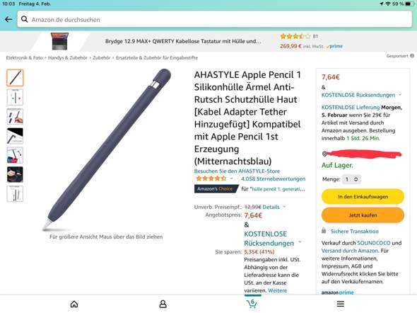 Passt der Apple Pencil mit dem Schutz noch in die iPad Hülle?
