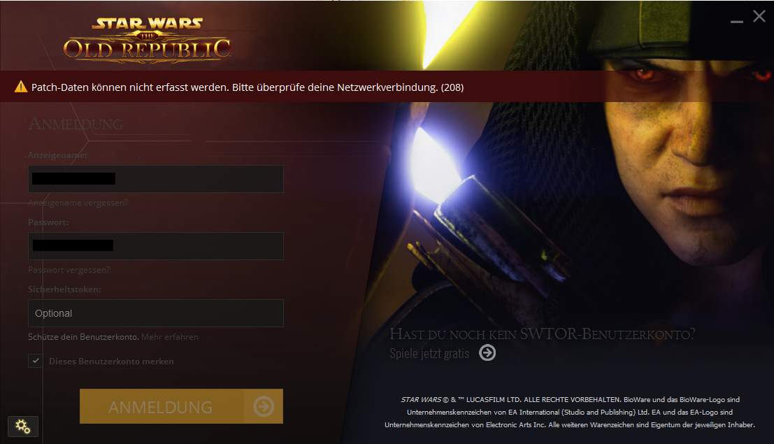 Swtor Patch Daten Können Nicht Erfasst Werden