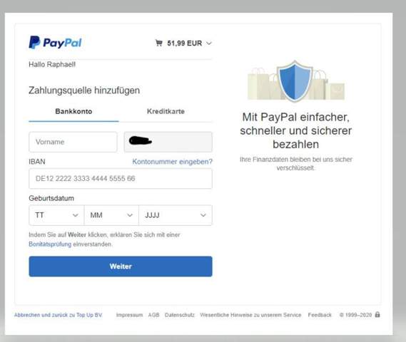 PayPal - Bankkonto, oder Kreditkarte hinzufügen?