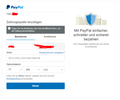 Paypal Will Immer Neues Konto HinzufГјgen