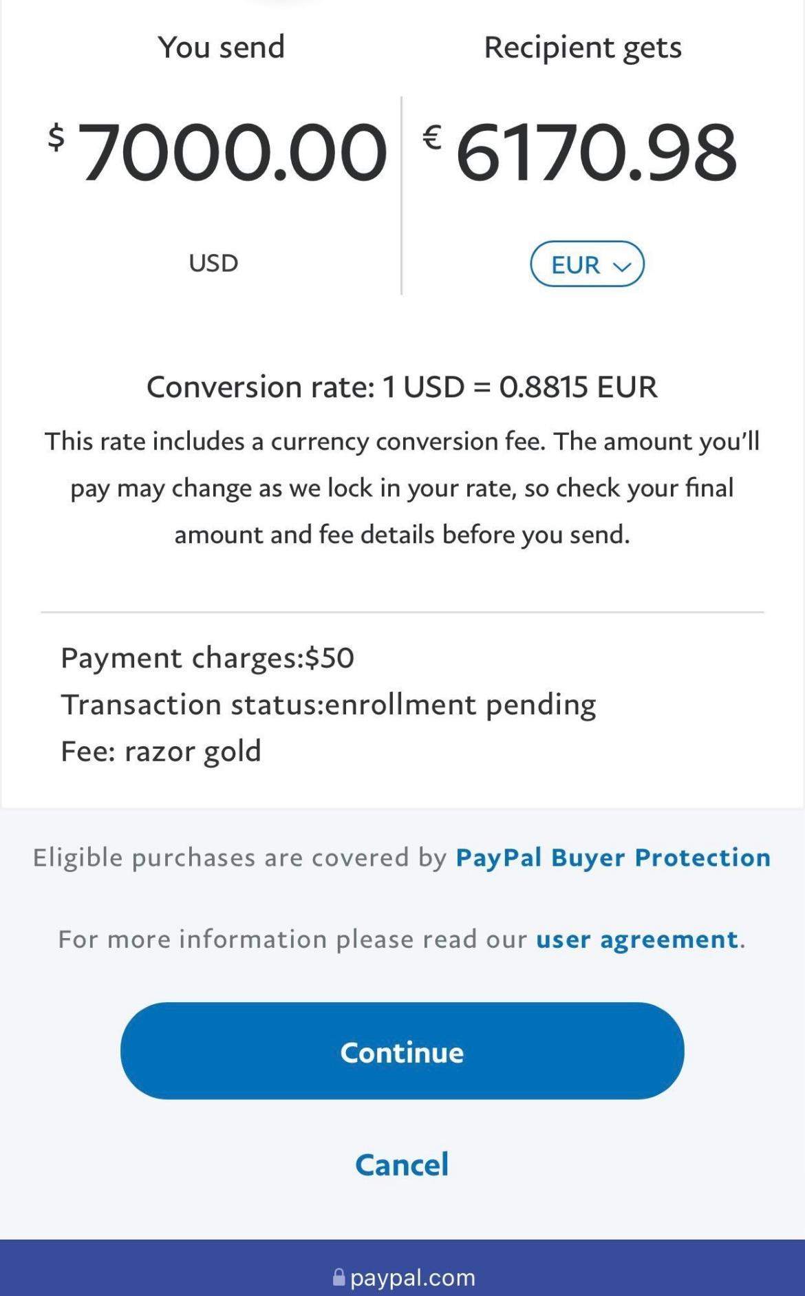 Paypal Gebühren in Höhe von 50$?