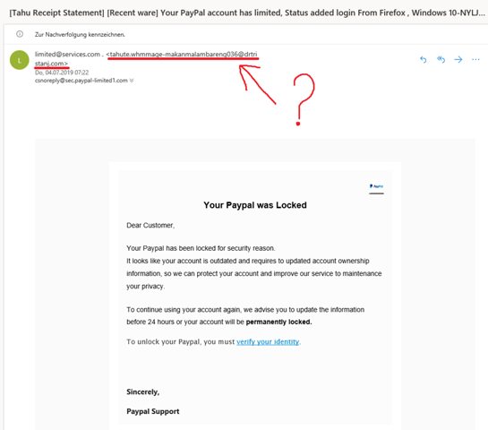 Paypal email adresse fake