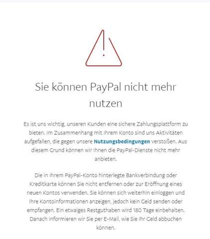 PayPal gesperrt?
