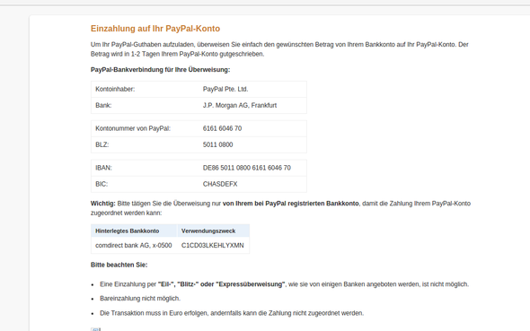 Paypal Konto Aufladen Verwendungszweck Vergessen Wirtschaft Und Finanzen