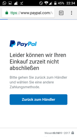 Paypal Zahlung klappt auf einmal nicht mehr, trotz das ...