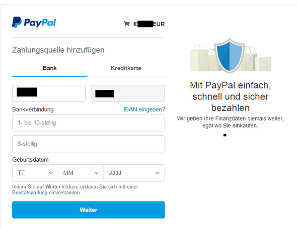 PayPal Weiterleitung - (PayPal, Konto, bezahlen)