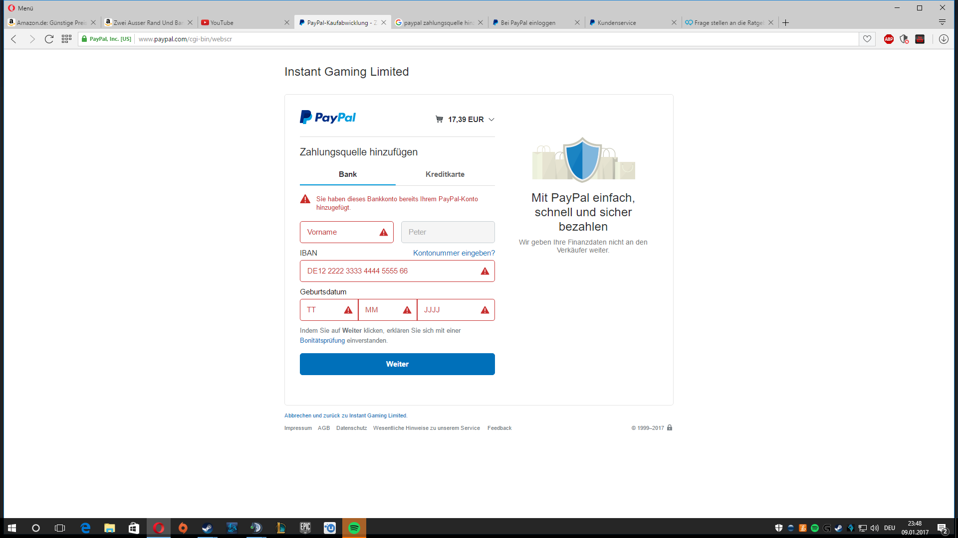 Paypal Will Bankkonto Hinzufügen Obwohl Vorhanden