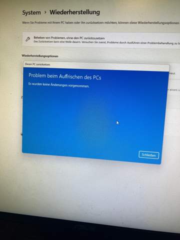 Pc lässt sich nicht zurücksetzen? (geht nicht )