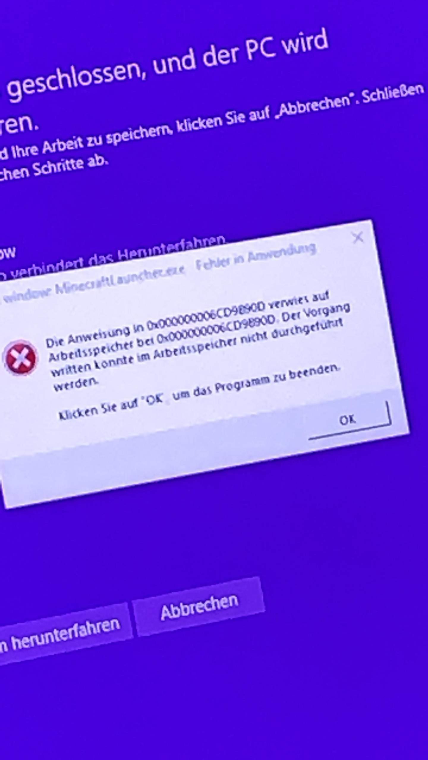 PC zeigt Fehlermeldung beim Herunterfahren? Technik, Spiele