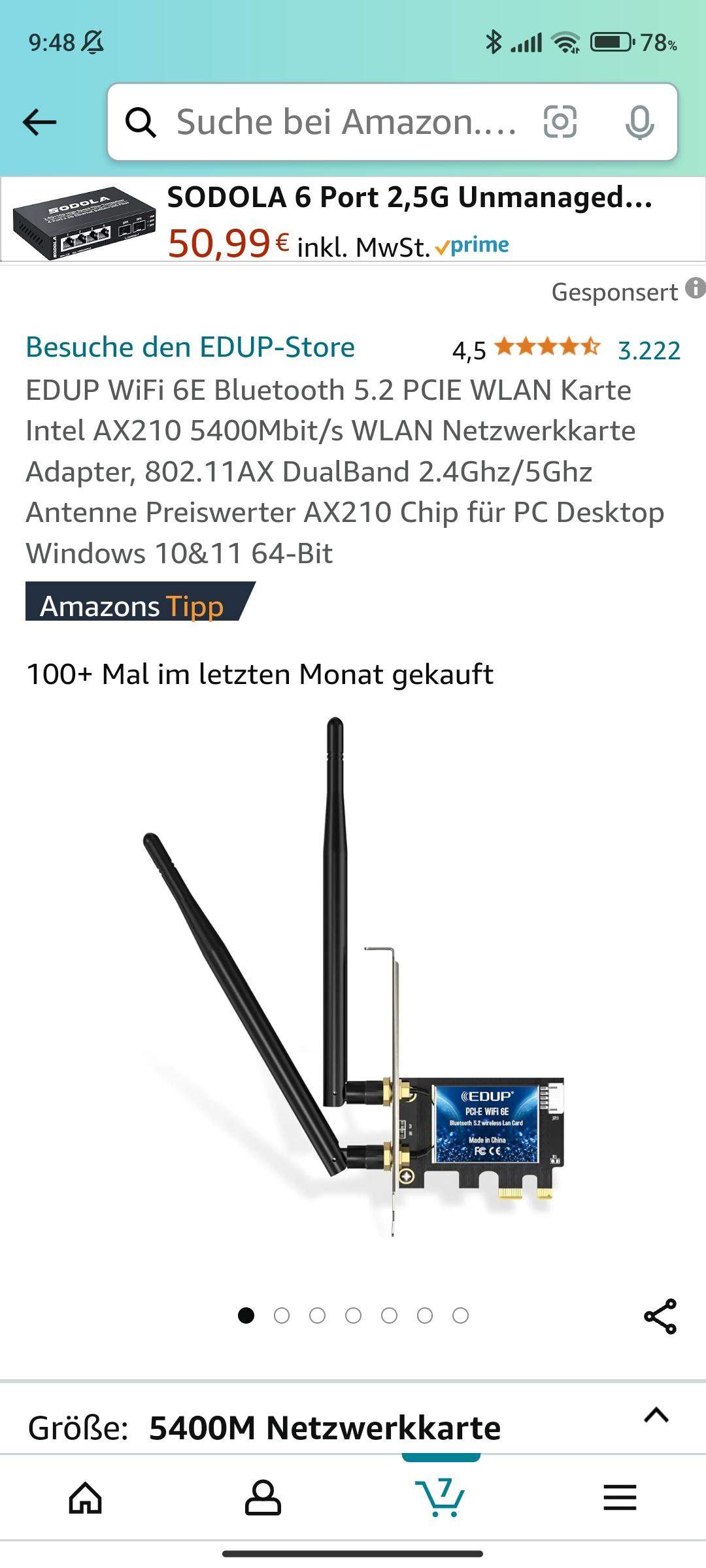 PCIe WLAN Karte mit internen oder externen Antennen ...