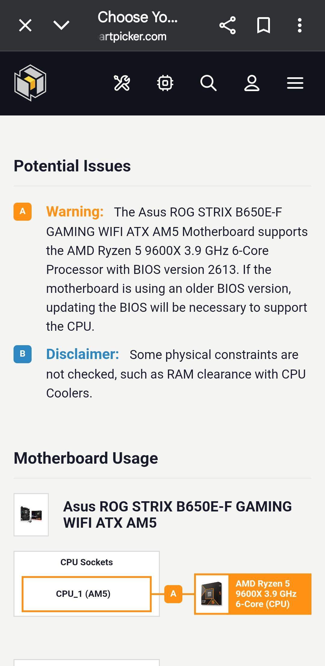 PcPartPicker Problem? (Gaming PC, CPU, Prozessor)