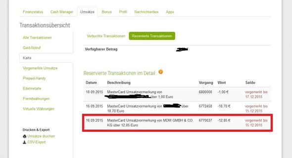 Der Bereich worum es geht ist Rot umrandet - (online, Bestellung, Kreditkarte)