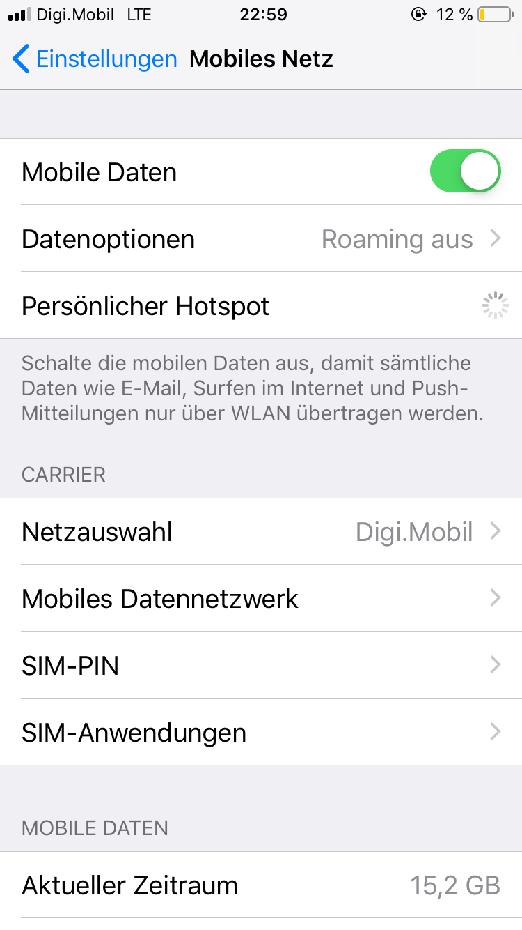 Persönlicher Hotspot geht nicht?
