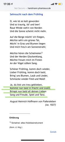 Personifikation Gedicht So Lang Stilmittel Schule Deutsch