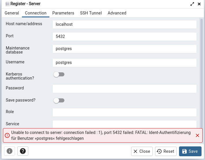 pgadmin funktioniert nicht kann kein server erstellen? (programmieren