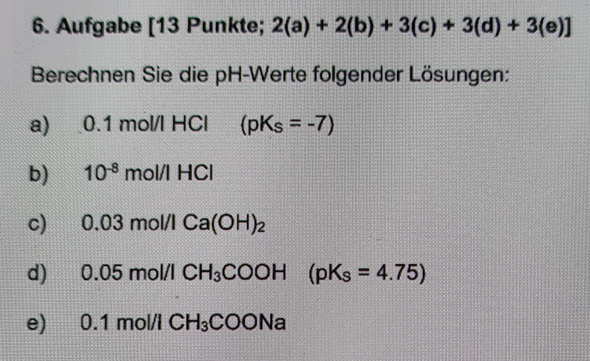 pH-Wert berechnen ohne pKs/pKb-Wert? (Chemieunterricht, Säure, Base)