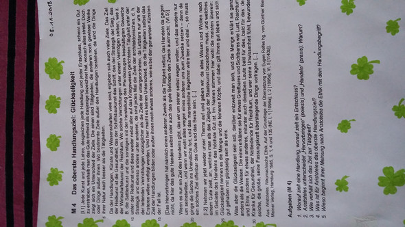 Philosophie Text Gluckseligkeit Schule Aristoteles