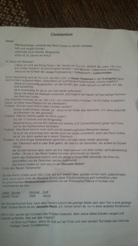 Informationszettel - (Schule, Religion, Christentum)