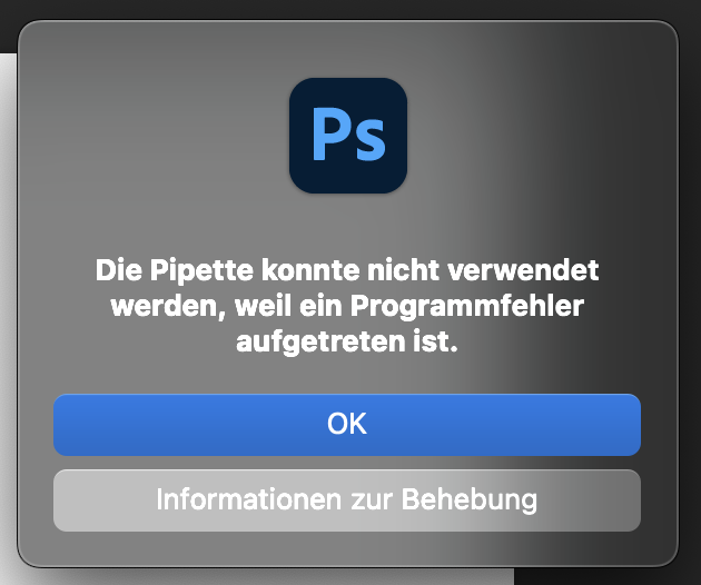 Photoshop Programmfehler bei Pipette? (Apple, Bilder, Fotografie)