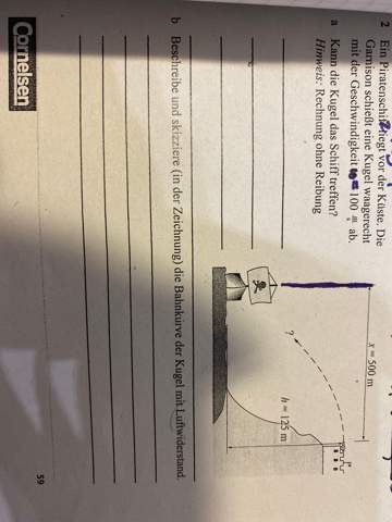 Physik Aufgabe Waagerechter Wurf? Brauche Hilfe? (Schule)