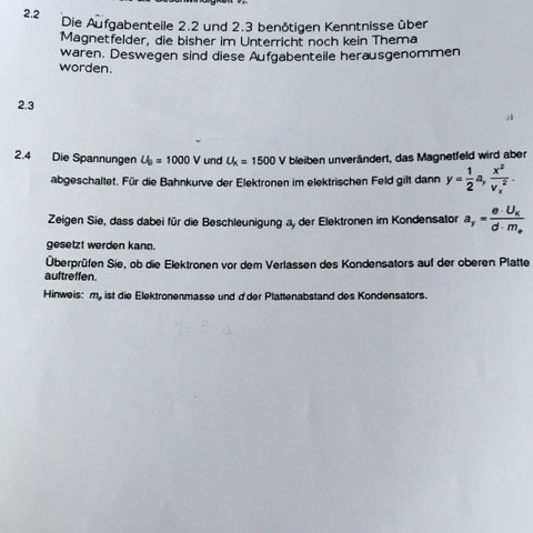 Aufgabenstellung - (Schule, Physik, Elektronen)