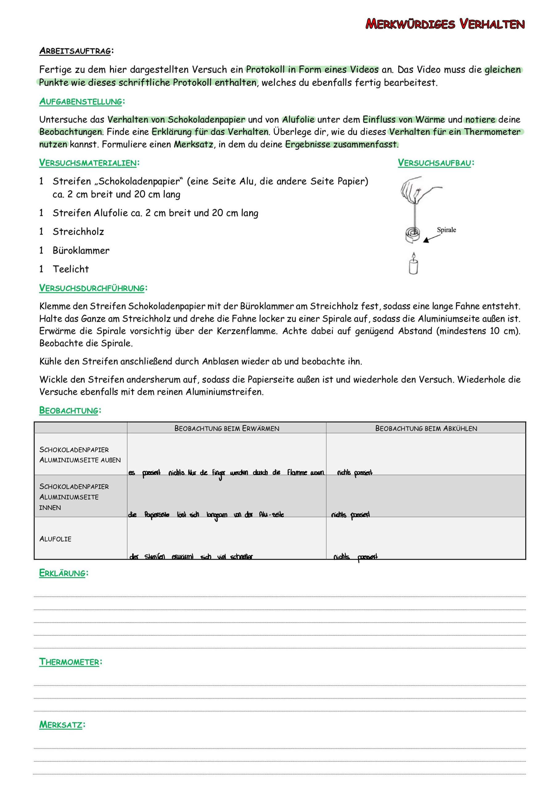 physik experiment schule