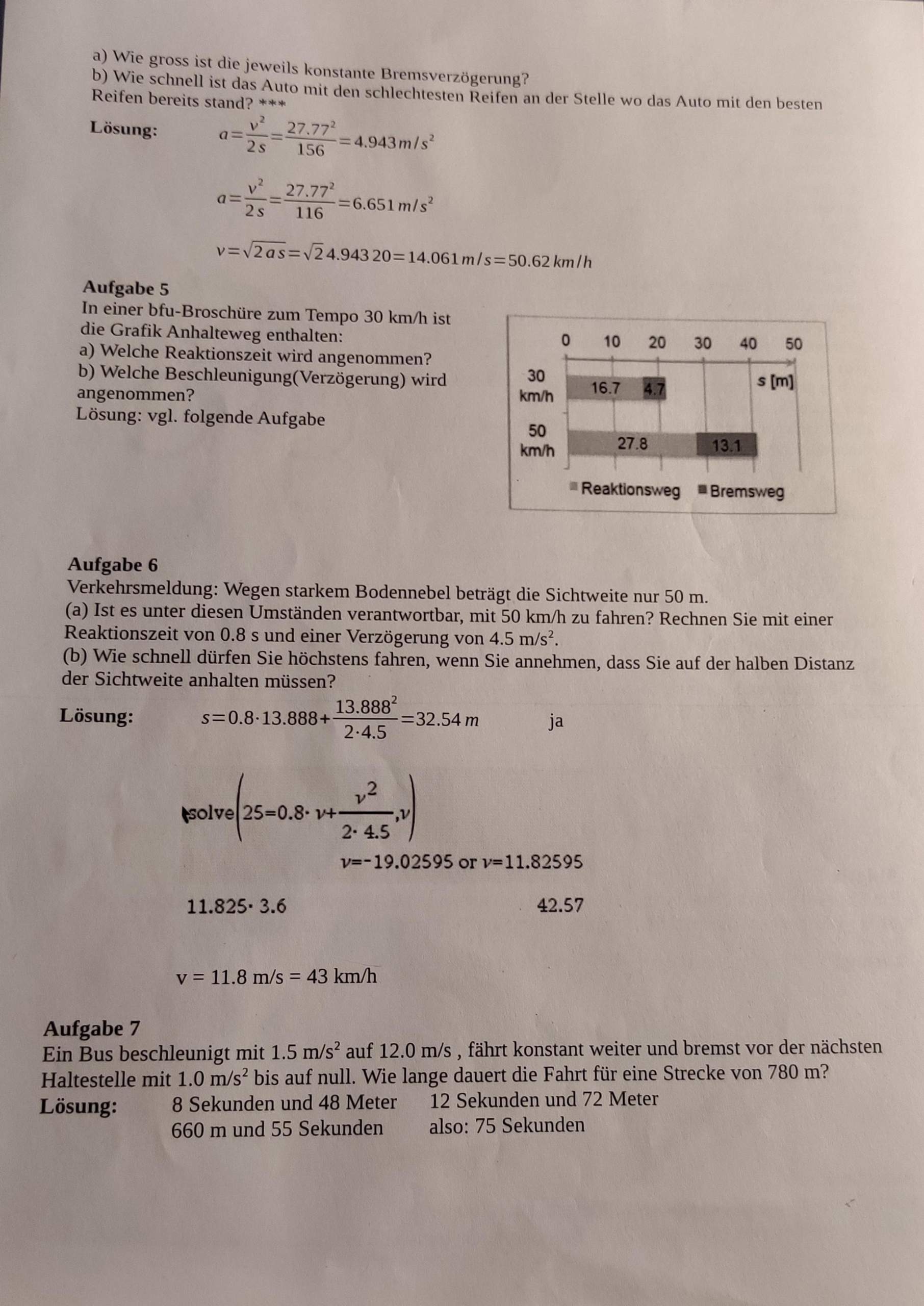 Weg-zeit Geschwindigkeit Aufgaben Lösungen