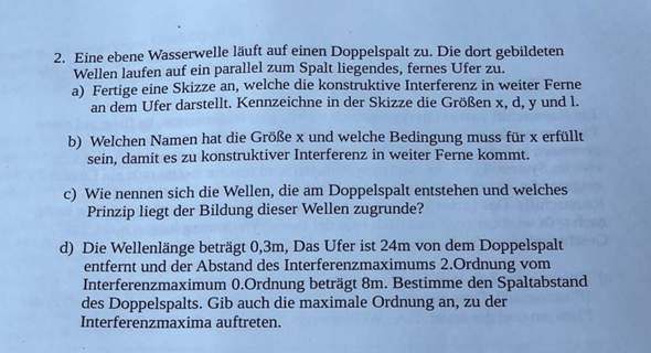 Physik Interferenzmaxima berechnen?