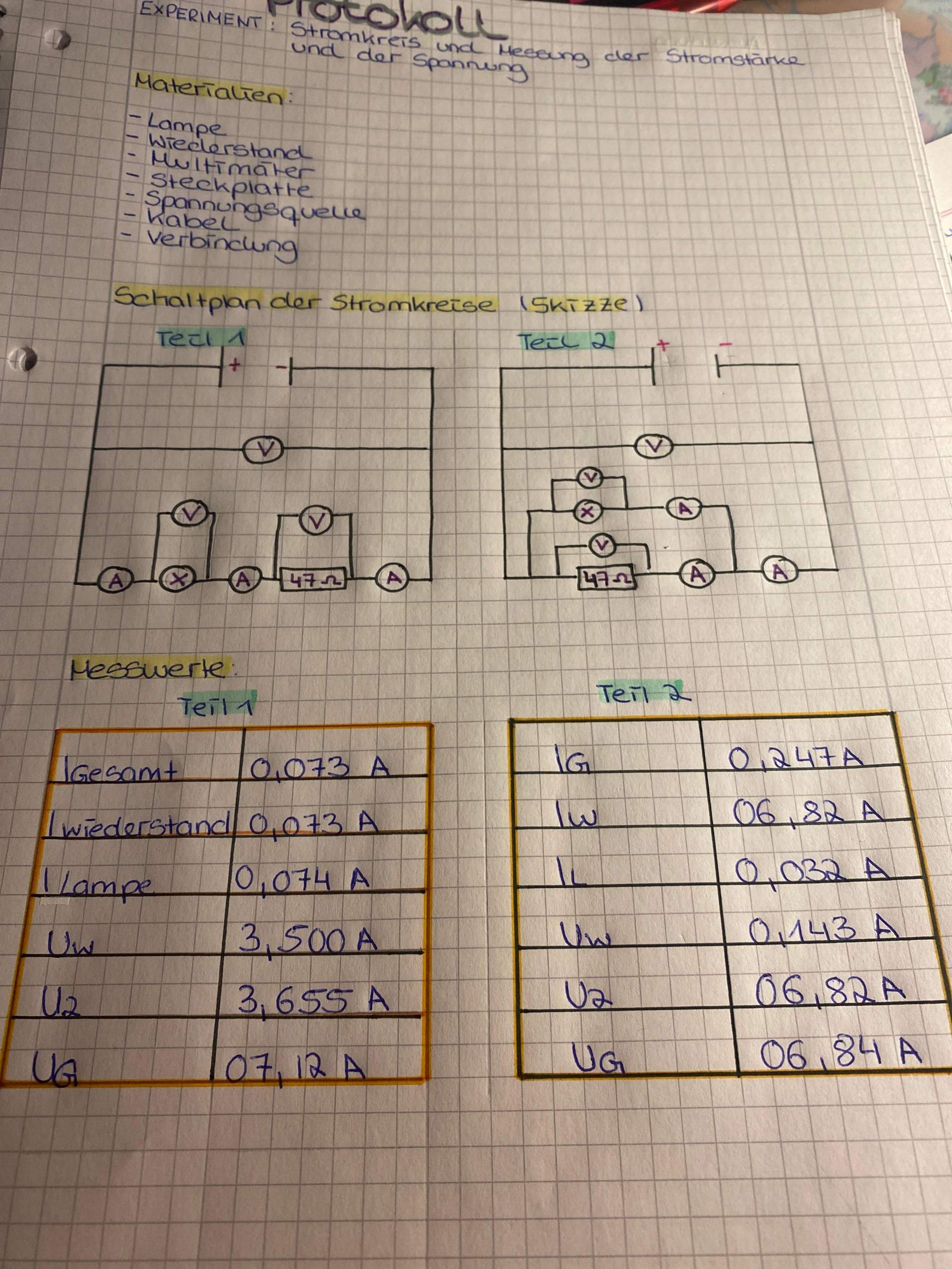 Physik Protokoll HA? (Hausaufgaben)