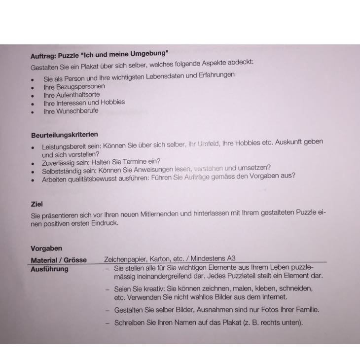 Plakat Uber Mich Selber Wie Soll Ich Das Am Besten Gestalten Schule Schweiz Klasse