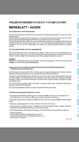 Polizei Hessen Welche Augenstarke Benotige Ich Arbeit Beruf Bewerbung