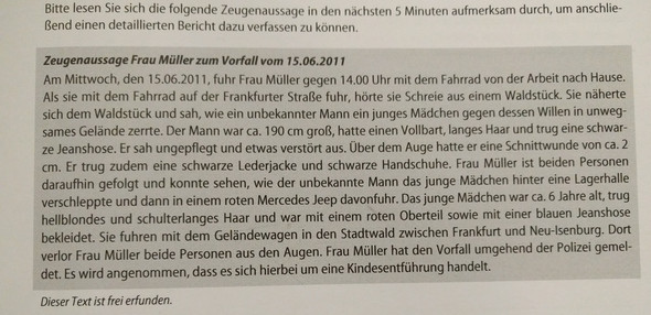 Polizeibericht/Bericht richtig? (Deutsch, Polizei, Zeugenaussage)