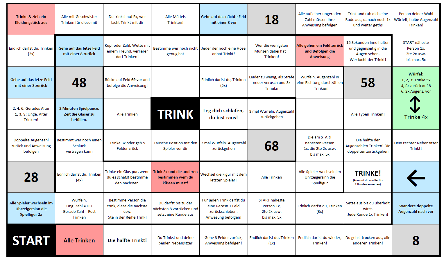 Brett Trinkspiele Zum Ausdrucken | Kalender