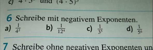 Positiven Exponenten negativ machen?