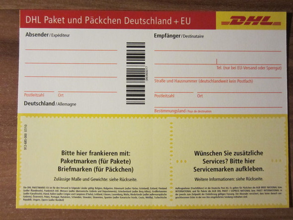 Post Warensendung mit P ckchenschein bechriften DHL 