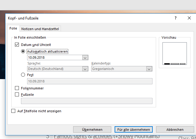Powerpoint Datum In Fusszeile Nur Auf Deutsch Moglich Computer Pc Technik