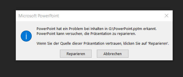 PowerPoint Präsentation kann nicht gelesen werden? (Computer, Technik, PC)