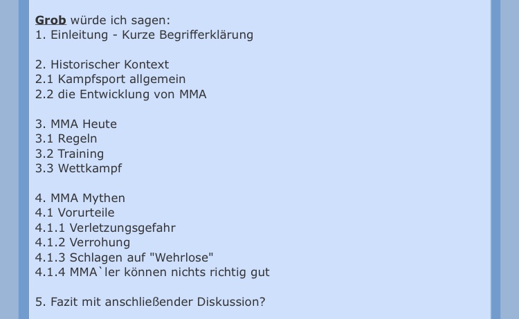 Prasentationsprufung Thema Gesucht Uber Mma Schule Sport Sport Und Fitness