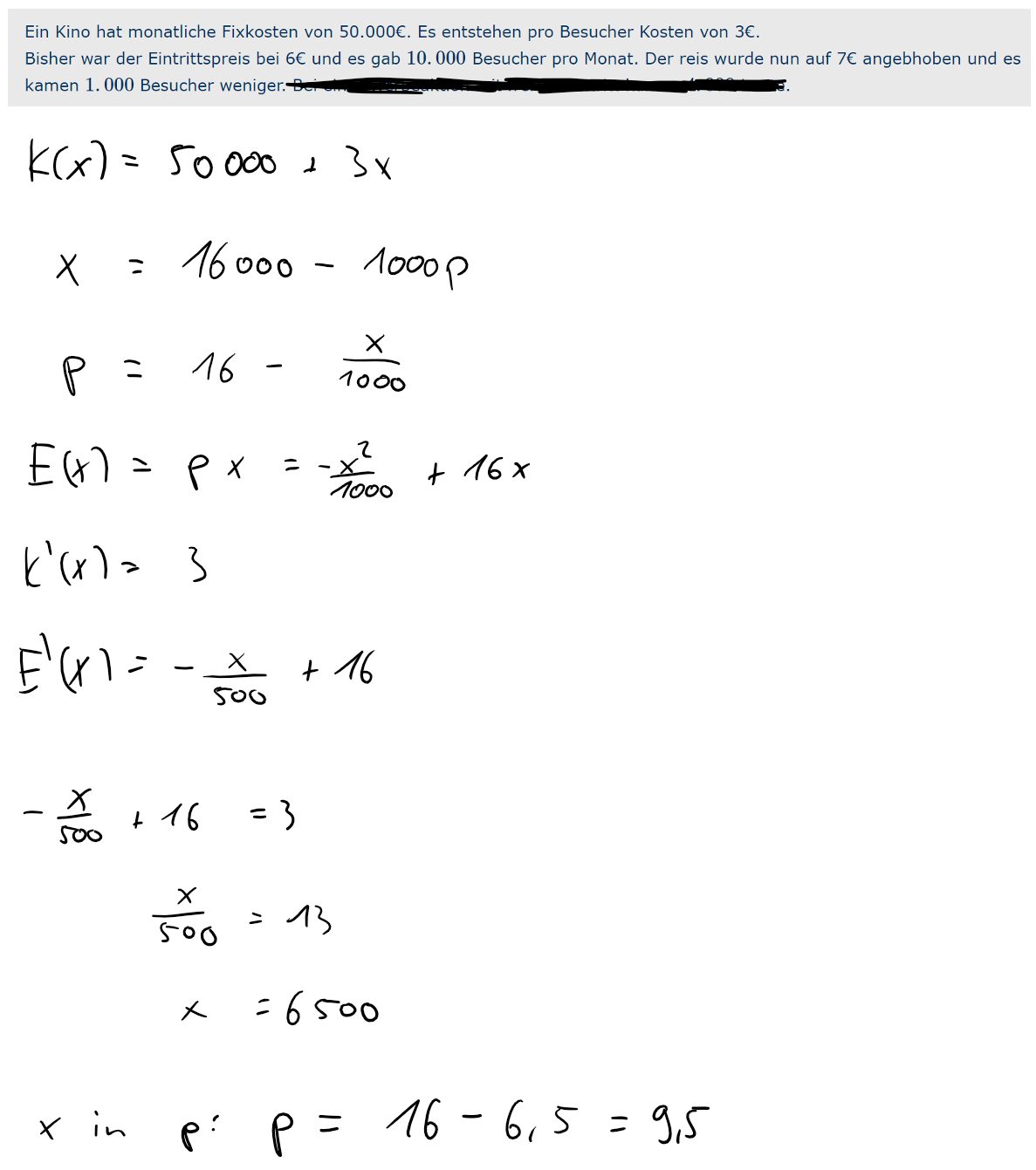 Preis Absatz Funktion Richtig Schule Mathe Mathematik