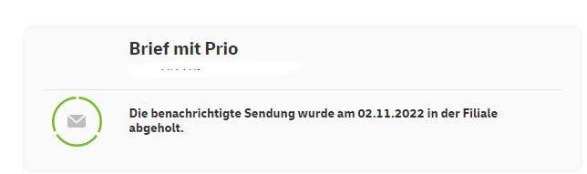 Prio Brief Gestern um 16 Uhr in der Filiale verschickt, nun dieser