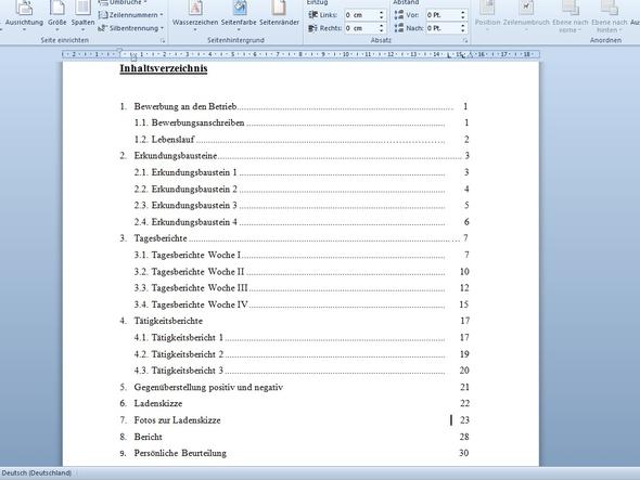 Problem bei Inhaltsverzeichnis mir Microsoft word erstellen