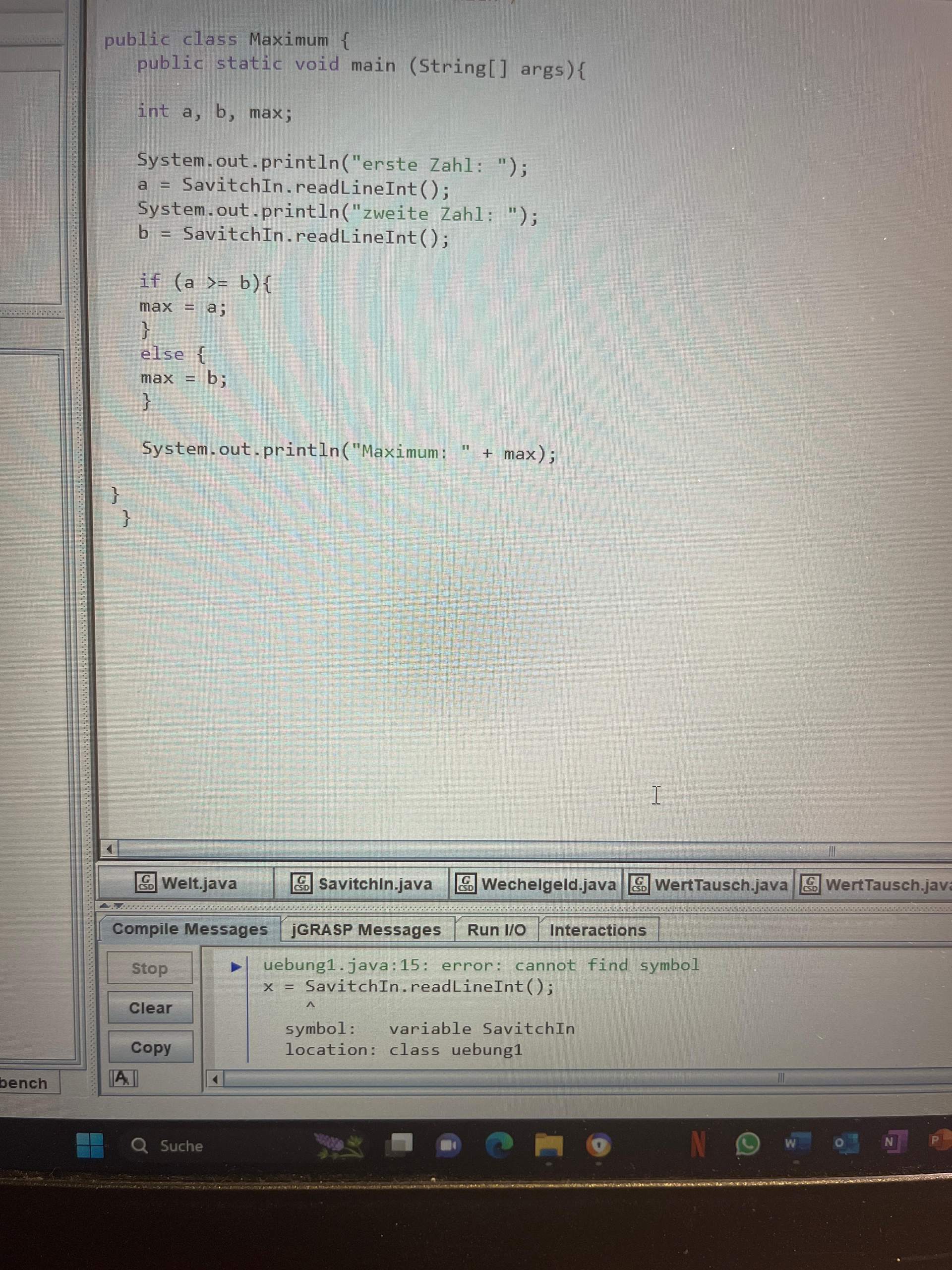 Problem bei Java? (Programmiersprache)