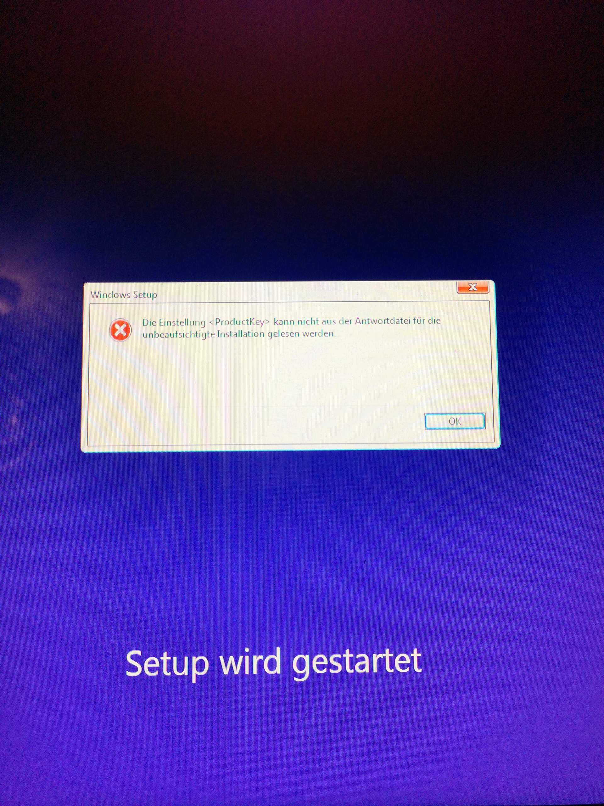Die Einstellung Product Key Kann Nicht Aus Der Antwortdatei Problem beim Windows Setup mit Product Key? (Computer, Technik, PC)