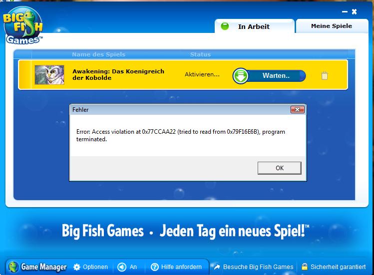 Need to reinstall big fish game manager