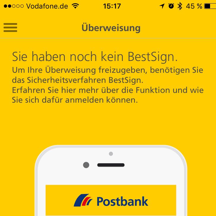 Probleme bei der Aktivierung von Postbank BestSign? (Geld, iPhone ...