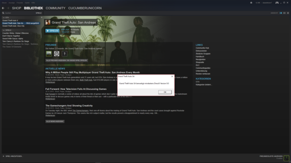 Probleme Mit Gta Vc Und Gta Sa Bei Steam Kann Nicht Gestartet Werden Wegen Directx Bilder Zeigen Die Fehlermeldung Windows 10