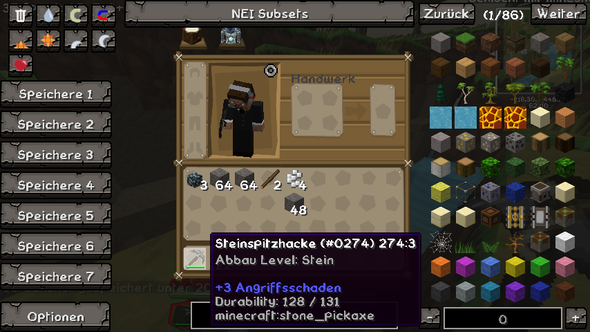 Hier seht ihr das bei der Spitzhacke nur Abbaulevel Stein steht. - (Minecraft, Mods, Tinkers Construct)